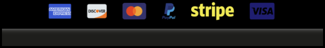 Accepted payments: American Express, Discover, Mastercard, PayPal, Stripe and Visa